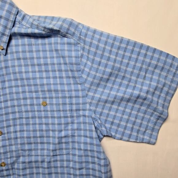 Wrangler Rugged Wear Men's Blue Plaid Short Sleeve Shirt Size Large Button Up - Picture 5 of 9